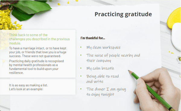 online resilience tools - practicing gratitude