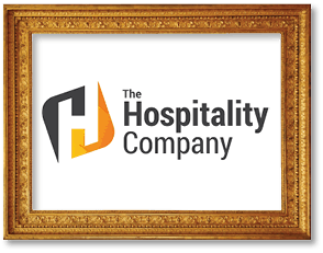 The Hospitality Company logo in golden frame as they are subject matter experts
